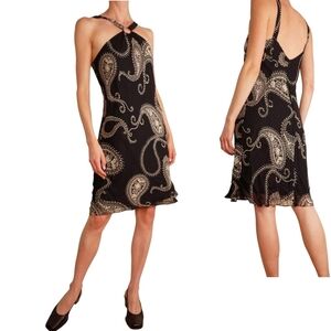 NWT Evan Picone Sleeveless Halter Black & Ivory Midi Dress - Sz 10